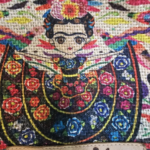 Embroidered Frida Kahlo Small Backpack Mexicana Multicolored and Tan OS - Picture 10 of 10